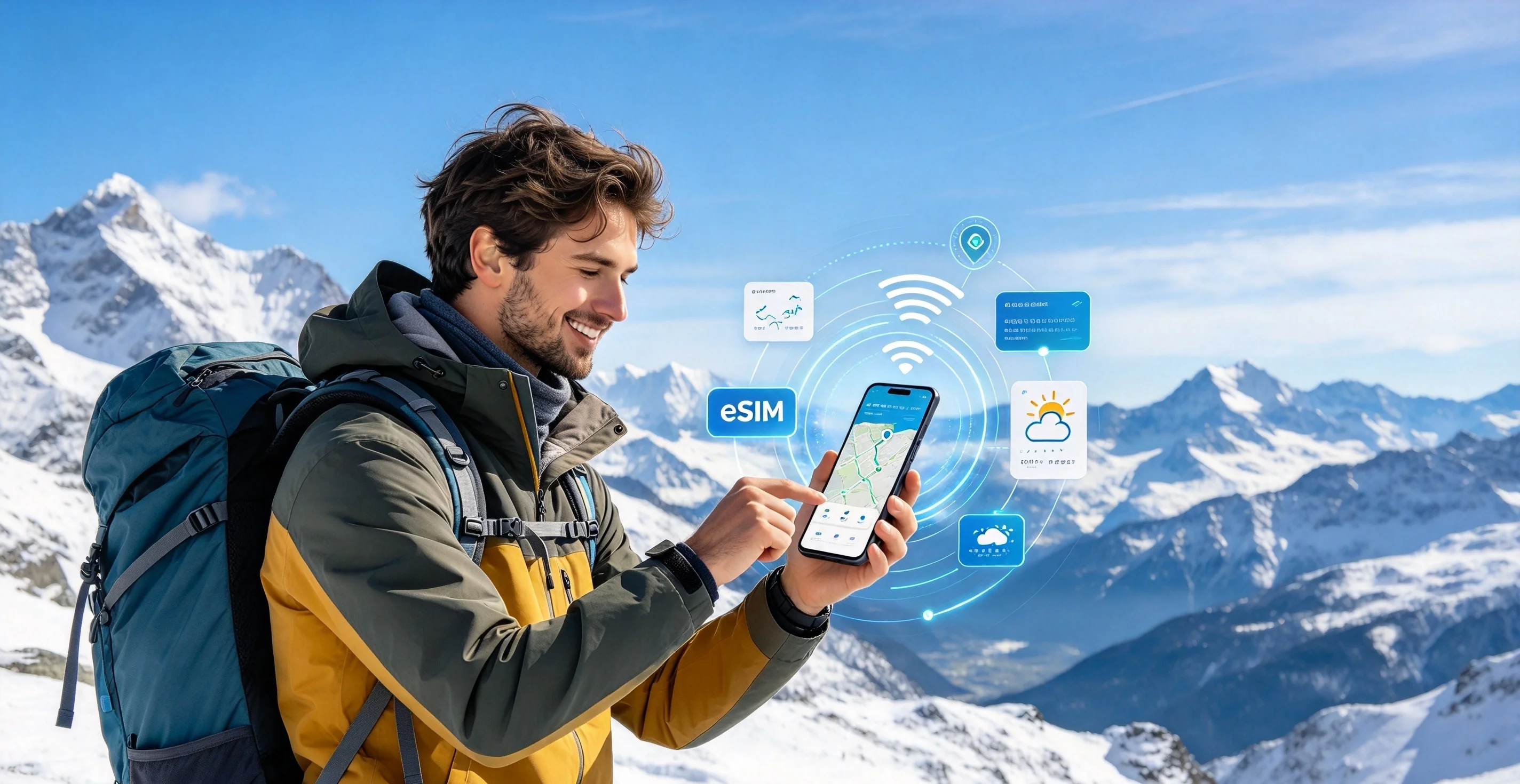 Traveler estimating eSIM data needs before a trip
