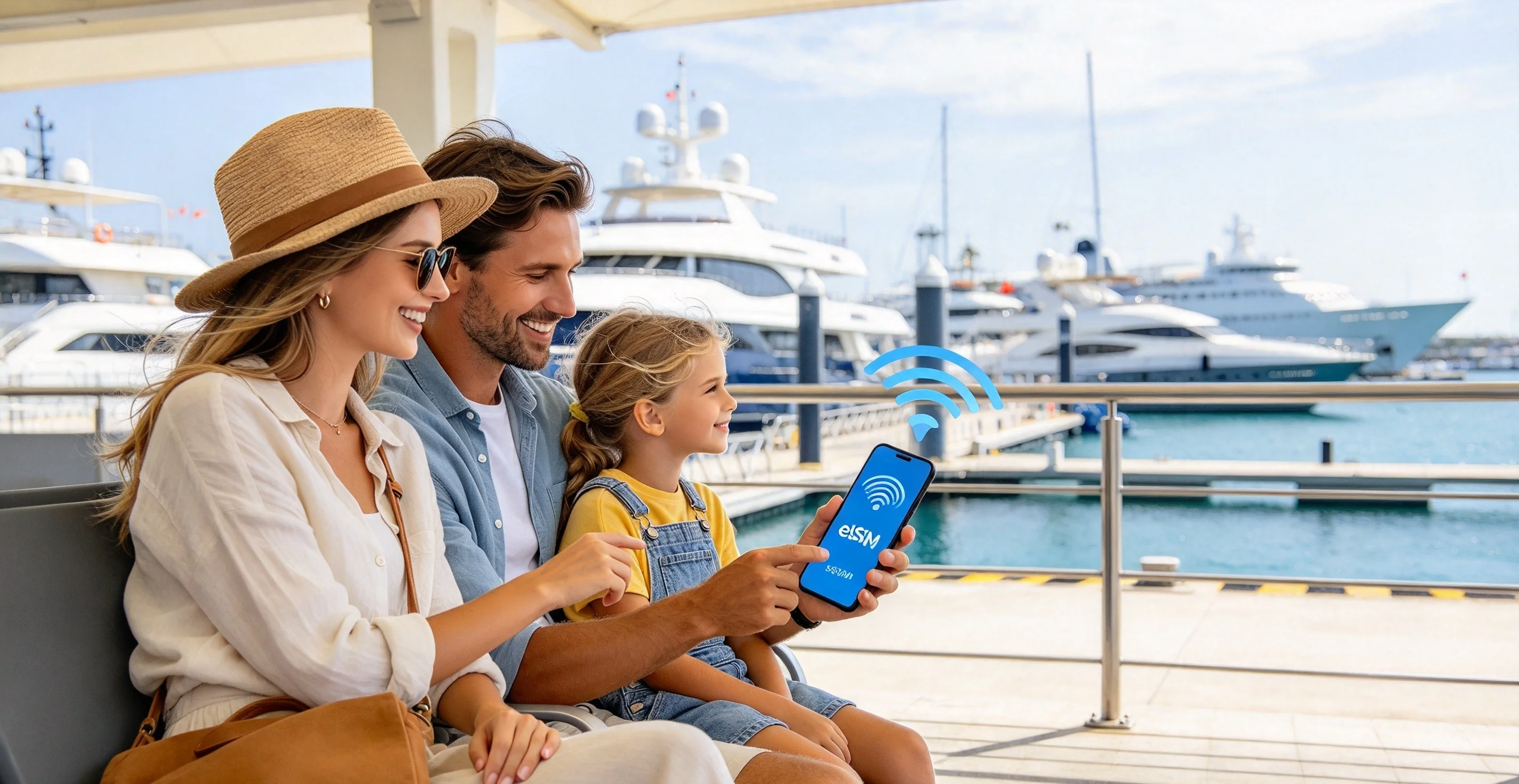 A traveler following a step-by-step checklist on a phone to install a travel eSIM